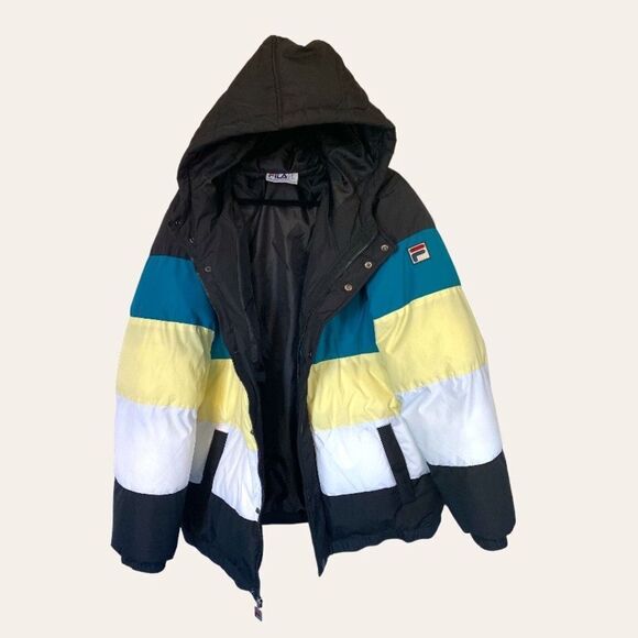 FILA Hooded Striped Puffer Coat - Picture 4 of 8